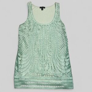 Express Womens XS Mint Green Lace Tank‎ Top Sleeveless Summer Casual Blouse